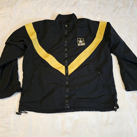 U.S. Army Jackets & Blazers - Vintage Women's Black & Gold Nylon Physical Fitness Jacket Size Medium U.S. Army